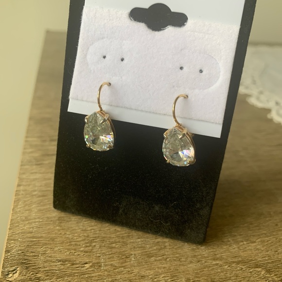 kate spade Jewelry - Kate Spade New York Clear Crystal Leverback Gold Earrings